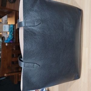 Small leather tote with blush lining